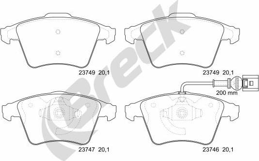 Breck 23746 10 703 10 - Bremžu uzliku kompl., Disku bremzes ps1.lv