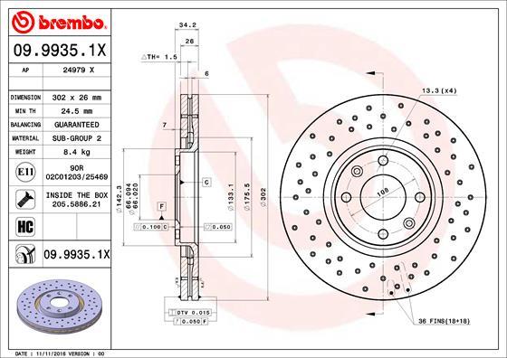 Brembo 09.9935.1X - Bremžu diski ps1.lv