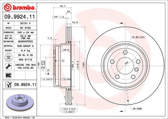 Brembo 09.9924.11 - Bremžu diski ps1.lv