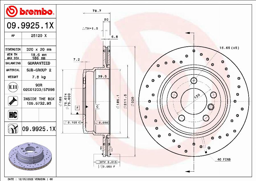 Brembo 09.9925.1X - Bremžu diski ps1.lv