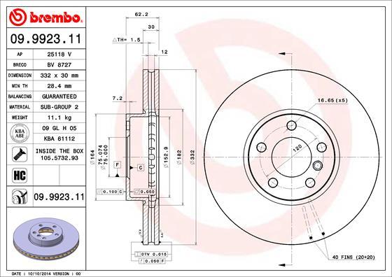 Brembo 09.9923.11 - Bremžu diski ps1.lv