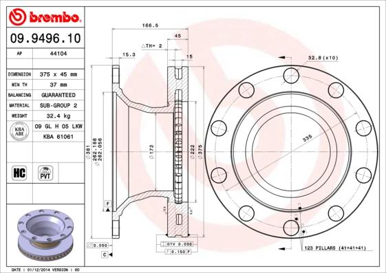 Brembo 09.9496.10 - Bremžu diski ps1.lv