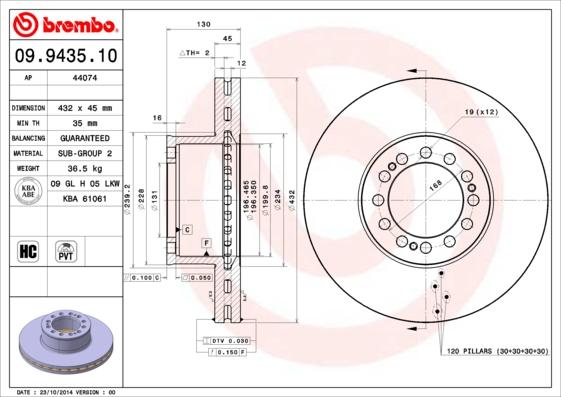 Brembo 09.9435.10 - Bremžu diski ps1.lv