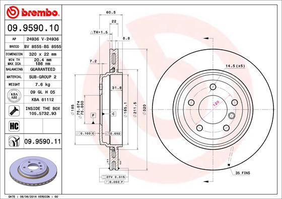 Brembo 09.9590.11 - Bremžu diski ps1.lv