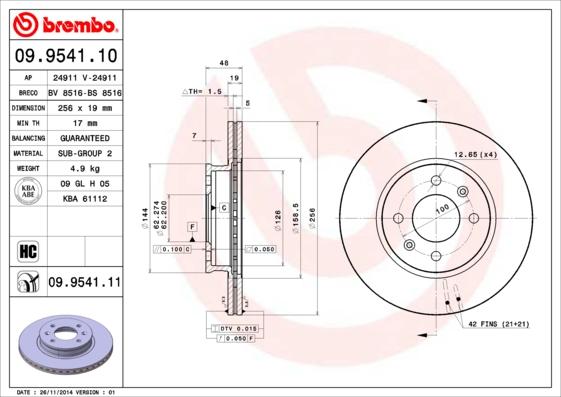 Brembo 09.9541.10 - Bremžu diski ps1.lv