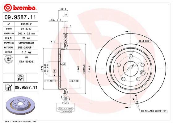 Brembo 09.9587.11 - Bremžu diski ps1.lv