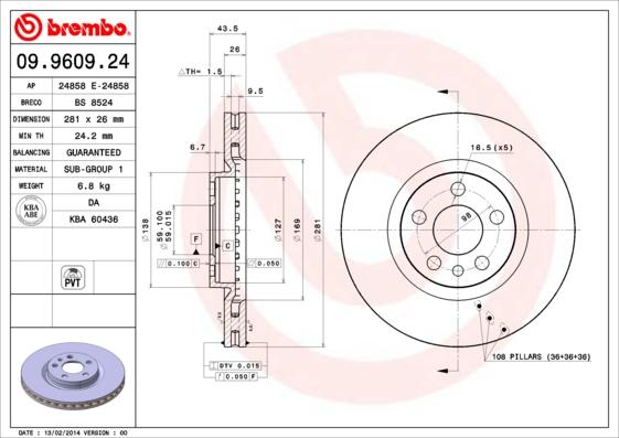 Brembo 09.9609.24 - Bremžu diski ps1.lv