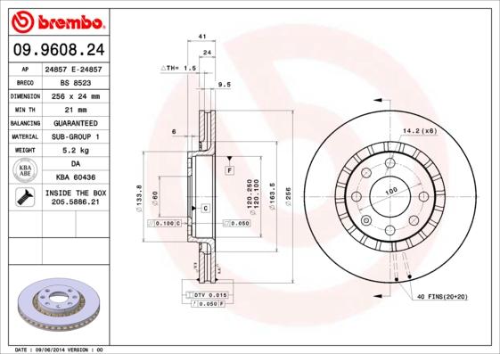 Brembo 09.9608.24 - Bremžu diski ps1.lv