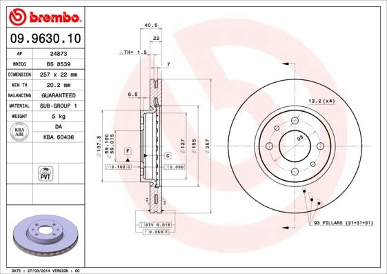 Brembo 09.9630.10 - Bremžu diski ps1.lv