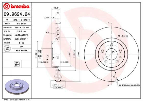 Brembo 09.9624.24 - Bremžu diski ps1.lv