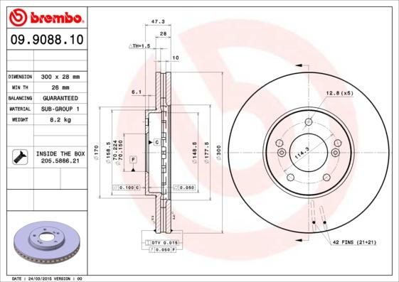 Brembo 09.9088.10 - Bremžu diski ps1.lv