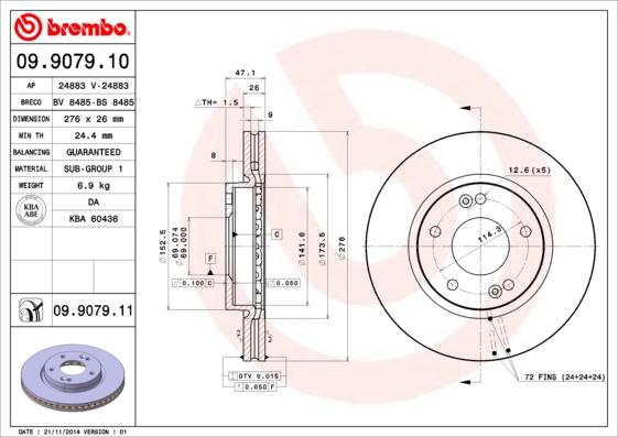 Brembo 09.9079.10 - Bremžu diski ps1.lv