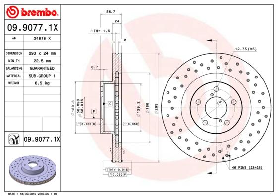 Brembo 09.9077.1X - Bremžu diski ps1.lv