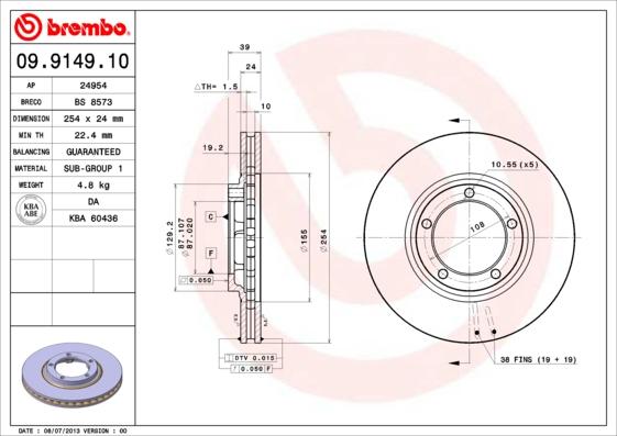 Brembo 09.9149.10 - Bremžu diski ps1.lv