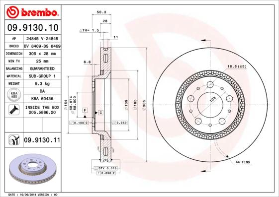 Brembo 09.9130.11 - Bremžu diski ps1.lv