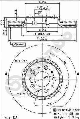 Brembo 09.9130.75 - Bremžu diski ps1.lv