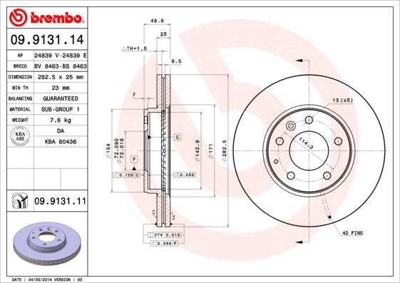 Brembo 09.9131.11 - Bremžu diski ps1.lv