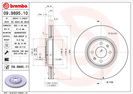 Brembo 09.9895.10 - Bremžu diski ps1.lv