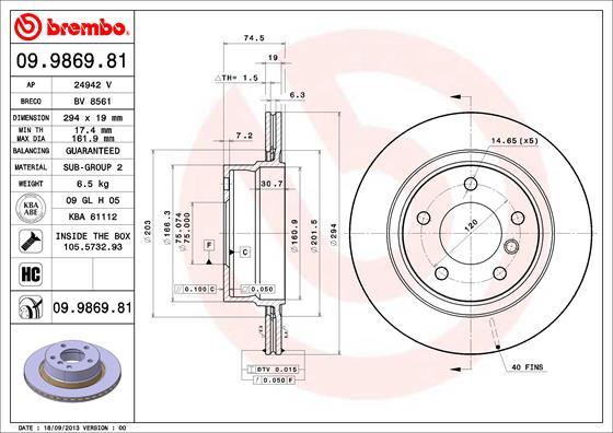 Brembo 09.9869.81 - Bremžu diski ps1.lv