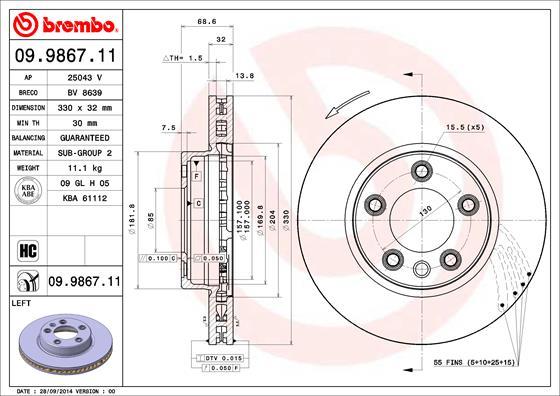 Brembo 09.9867.11 - Bremžu diski ps1.lv