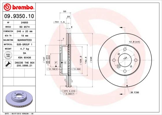 Brembo 09.9350.10 - Bremžu diski ps1.lv