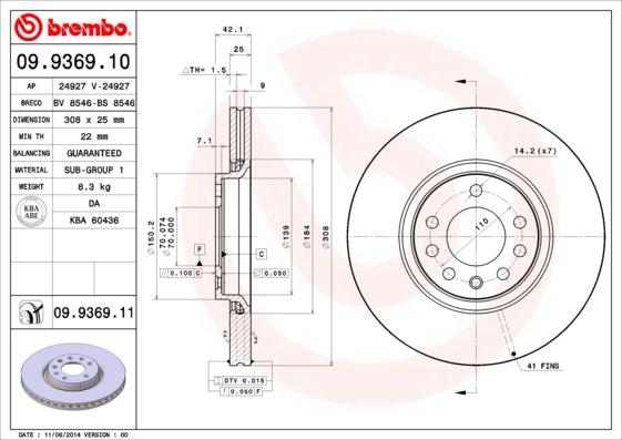 Brembo 09.9369.10 - Bremžu diski ps1.lv