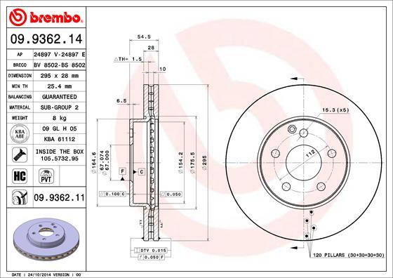 Brembo 09.9362.14 - Bremžu diski ps1.lv