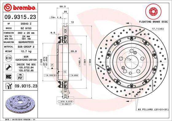 Brembo 09.9315.23 - Bremžu diski ps1.lv