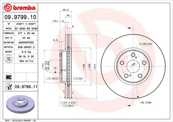 Brembo 09.9799.11 - Bremžu diski ps1.lv