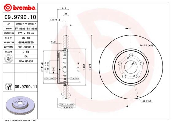 Brembo 09.9790.10 - Bremžu diski ps1.lv