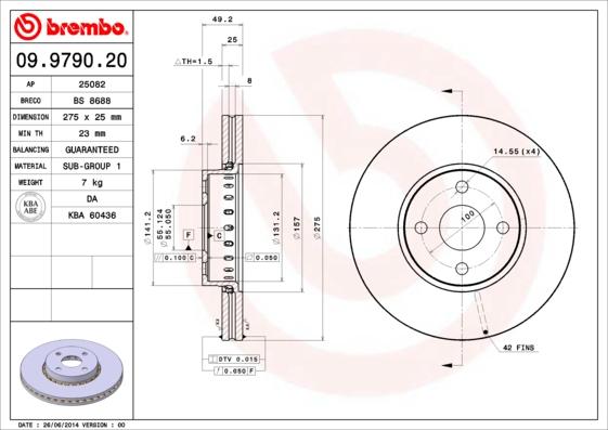 Brembo 09.9790.20 - Bremžu diski ps1.lv