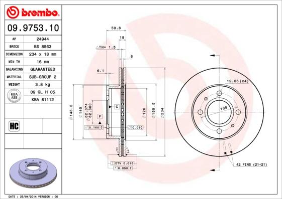 Brembo 09.9753.10 - Bremžu diski ps1.lv