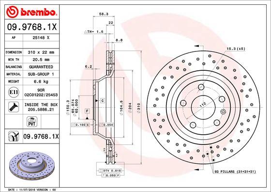 Brembo 09.9768.1X - Bremžu diski ps1.lv