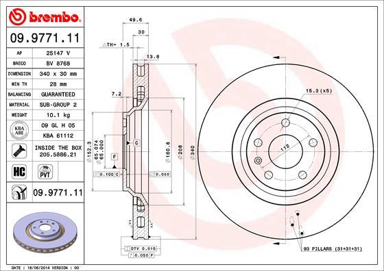 Brembo 09.9771.11 - Bremžu diski ps1.lv