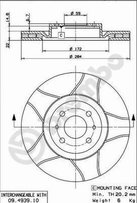 Brembo 09.4939.75 - Bremžu diski ps1.lv