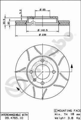 Brembo 09.4765.75 - Bremžu diski ps1.lv