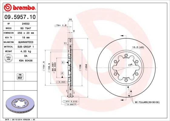 Brembo 09.5957.10 - Bremžu diski ps1.lv