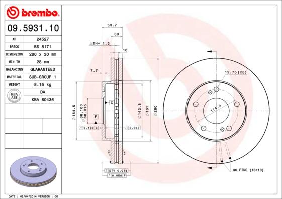 Brembo 09.5931.10 - Bremžu diski ps1.lv