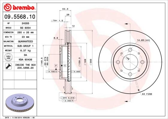 Brembo 09.5568.10 - Bremžu diski ps1.lv