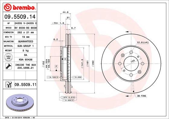 Brembo 09.5509.11 - Bremžu diski ps1.lv