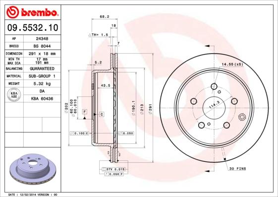 Brembo 09.5532.10 - Bremžu diski ps1.lv