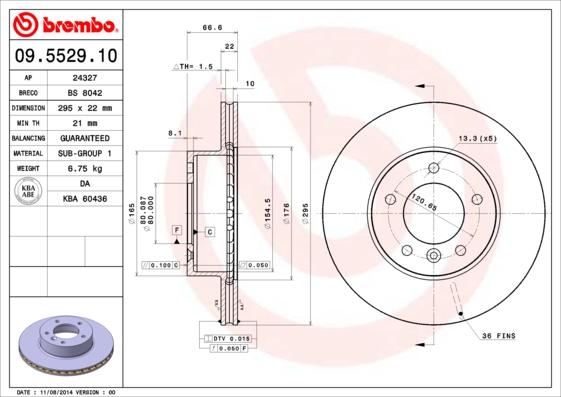 Brembo 09.5529.10 - Bremžu diski ps1.lv