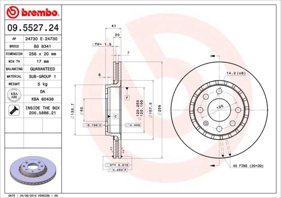 Brembo 09.5527.24 - Bremžu diski ps1.lv