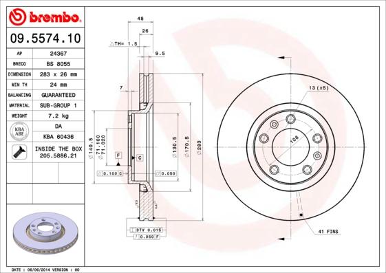 Brembo 09.5574.10 - Bremžu diski ps1.lv