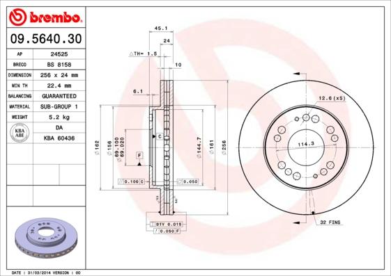 Brembo 09.5640.30 - Bremžu diski ps1.lv