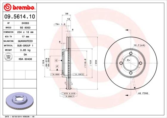 Brembo 09.5614.10 - Bremžu diski ps1.lv