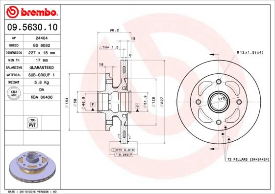 Brembo 09.5630.10 - Bremžu diski ps1.lv