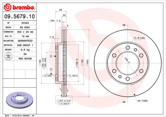 Brembo 09.5679.10 - Bremžu diski ps1.lv