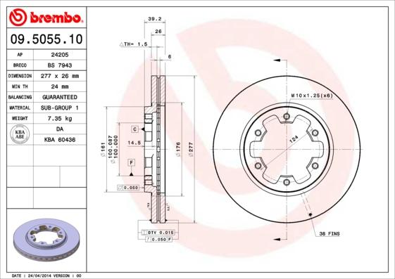 Brembo 09.5055.10 - Bremžu diski ps1.lv