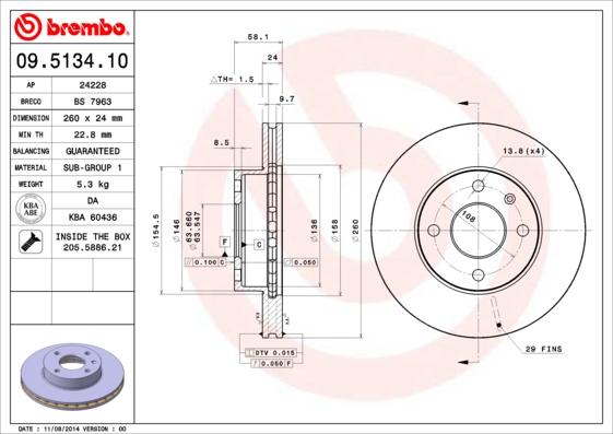 Brembo 09.5134.10 - Bremžu diski ps1.lv